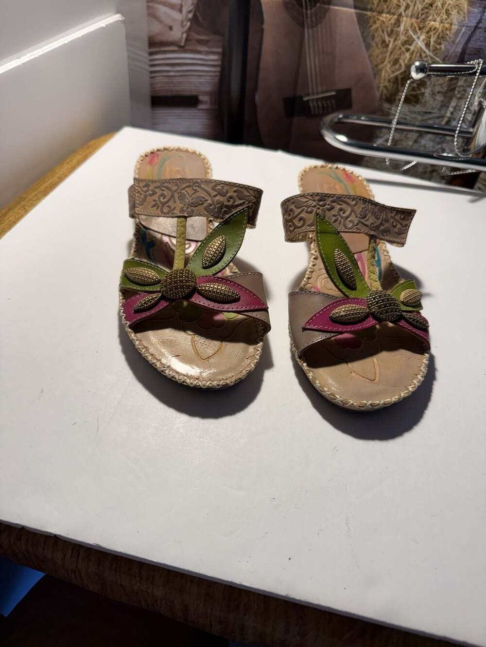 L\'Artiste Spring Step Haverb Sandals 40 US 9 Boho Floral Leather ...